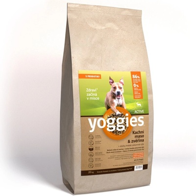 Yoggies Active Kachní maso&zvěřina lisované za studena s probiotiky 20 kg