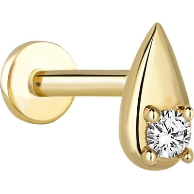 Lillian Vassago Zlatý piercing labreta kapka se zirkonem LLV92-GPI055LB