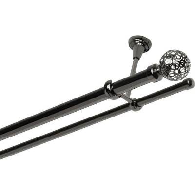 OK-GarnýžeCY Garnýž kovová dvouřadá 25/16mm Koule retro onyx 230 cm do stropu / na tunýlek - bez kroužků
