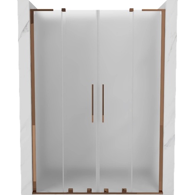 Mexen Velar L Duo плъзгаща се врата за душ 160 см, матирано стъкло, розово злато - 871-160-003-32-60 (871-160-003-32-60)