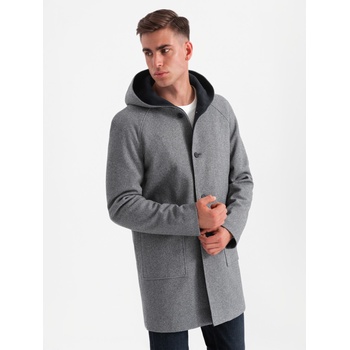 Ombre Clothing Мъжко дълго палто с меланж и качулка Ombre Clothing Ombre Clothing | Sin | МЪЖЕ | S