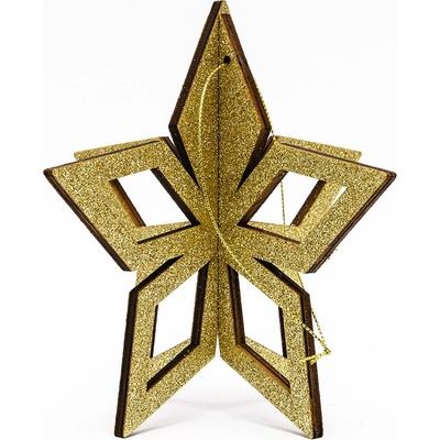 DECOLED Vianočná ozdoba zlatá hviezda, 3D, 15 cm