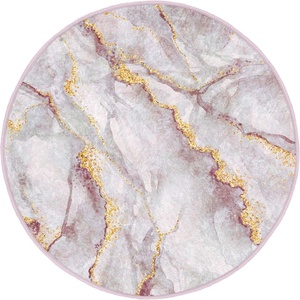 Mila Home Светлорозов/в златист цвят кръгъл килим подходящ за пране ø 120 cm Marble - Mila Home (HaliYuv-Comfort-3124-120x120)