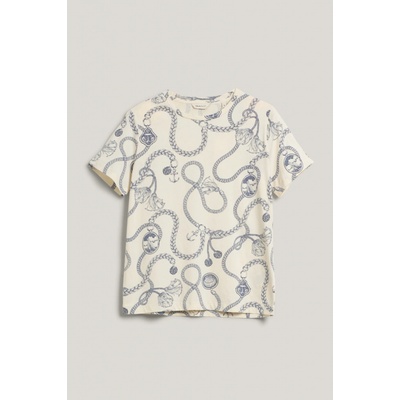 GANT TRIČKO REG SAILING PRINT SS T-SHIRT CREAM