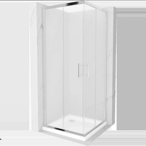Mexen Rio квадратна душ кабина 80 x 80 cm, матирана, хром + плитък под, бял (860-080-080-01-30-4010)