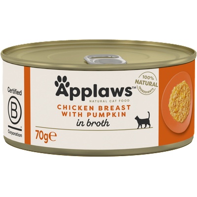 Applaws Chicken Breast with Pumpkin in Broth - Натурална мокра храна с пилешко филе и тиква за котки 70гр