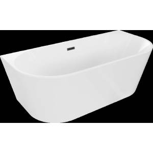 Mexen Oval свободностояща вана за стена 140 x 75 см, бяла, черен преливник (52671407500-70)