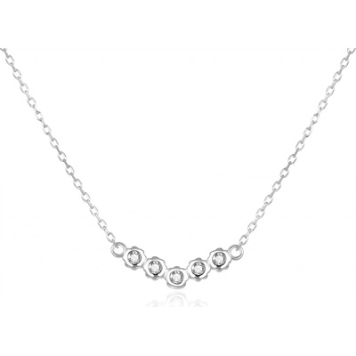 Beneto Jedinečný strieborný náhrdelník so zirkónmi AGS1209 / 47L