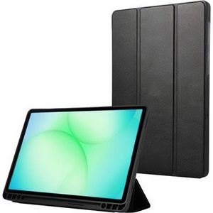 Samsung Tab A11 LTE Проектиран за SAMSUNG калъф за поставяне, кожен ефект FLIP, държач за настолен компютър, ЧЕРЕН (GP-FBX130AEABW)