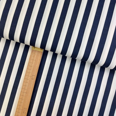 Bavlněné plátno - Proužky temně modrá, bílá - šíře 150cm