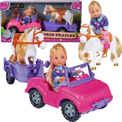 Simba Bábika Evička s džípom a prívesom pre kone vr. príslušenstvo