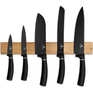 Berlinger Haus Комплект кухненски ножове с бамбуков магнитен държач Black Rose 6 части 55704 (BH/2884N)