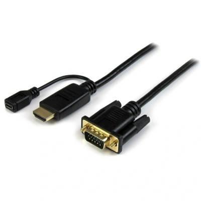 StarTech StarTech. com HD2VGAMM3 адаптер за видео кабел 0, 9 м VGA (D-Sub) HDMI + Micro USB Черен (HD2VGAMM3)