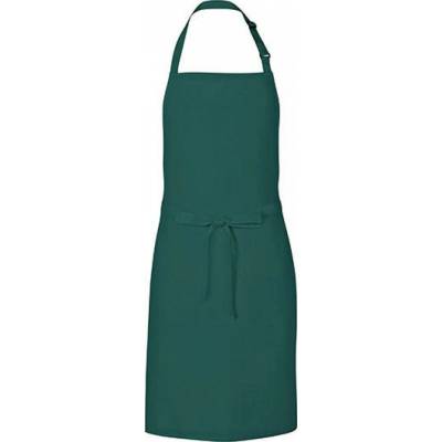Link Kitchen Wear Univerzální keprová zástěra s laclem a nastavitelným páskem u krku Zelená lahvová 72 x 85 cm X986