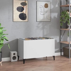 vidaXL Шкаф за грамофонни плочи бял 74, 5x38x48 см инженерно дърво (831965)