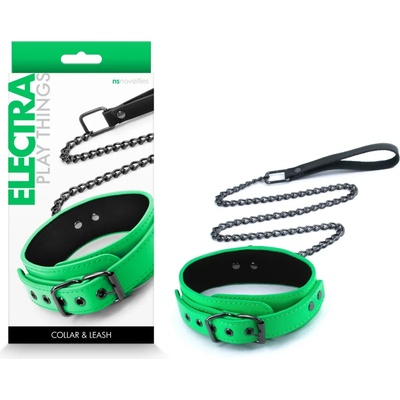 Яка с каишка, електриково зелен цвят - Electra Collar & Leash (NSTOYS0952)