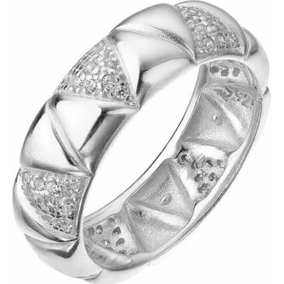 Evolution Group Stříbrný prsten s vzor se zirkony 15035.1