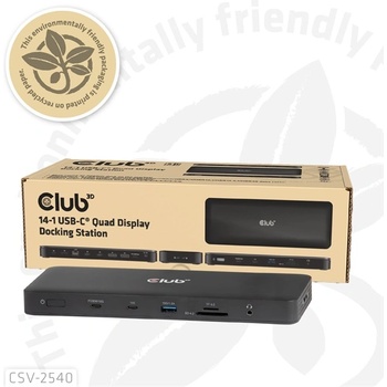 Club 3D Док за преносим компютър Club 3D - CSV-2540 (USB-C към 2xUSB-C, 2xUSB-A, 2xHDMI, 2xDP, RJ45, SD/MicroSD, 100W PD, 4K60hz) (CSV-2540)
