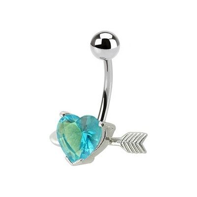 Šperky4U stříbrný piercing do pupíku srdíčko probodnuté BP01020-Q