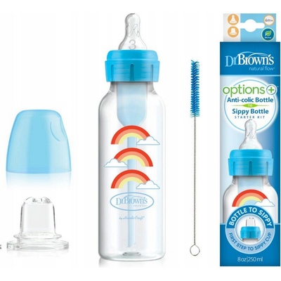 Dr.Browns láhev antikolik Options úzká 2v1 s náustkem plast modrá SB8192 270ml