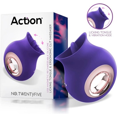 Action No. TwentyFive Licking Tongue Ergonomic Clitoris Massager Purple