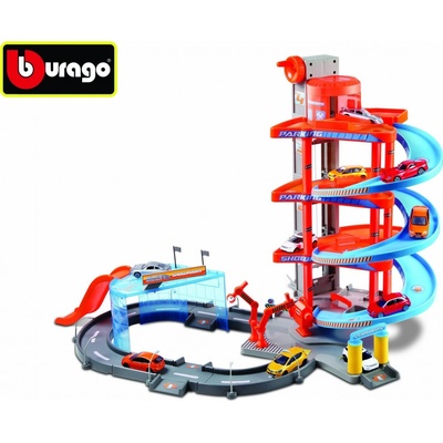 BBurago 1:43 garáž Mega + 2 ks auta v krabici
