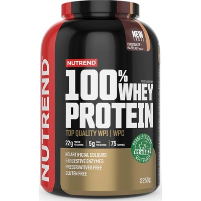 Nutrend 100% Whey Protein, шоколад с лешник, 2250 g, Nutrend