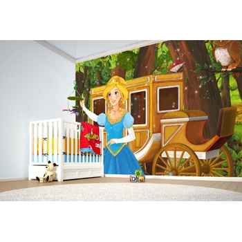 DIMEX ART s. r. o Самозалепваща се флизелинова фототапета принцеса и карета 375 x 250 см