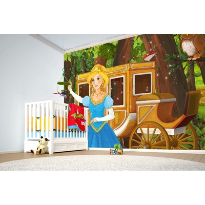DIMEX ART Самозалепваща се флизелинова фототапета принцеса и карета 375 x 250 см