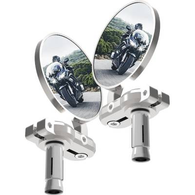 Zrkadlá do koncov riadidiel Oxford OX120 Bar End Mirror univerzálne. Okrúhle - čierna, priemer 68 mm, pre riadidlá 22 mm (pár)