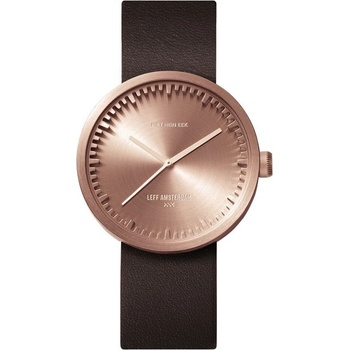 LEFF TUBE WATCH D38 / ROSE GOLD WITH BROWN LEATHER STRAP