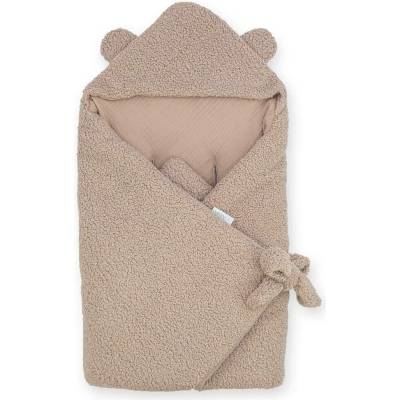 ALBERO MIO Dětská zavinovačka do autosedačky COTTON MUSLIN & BOUCLE karamel