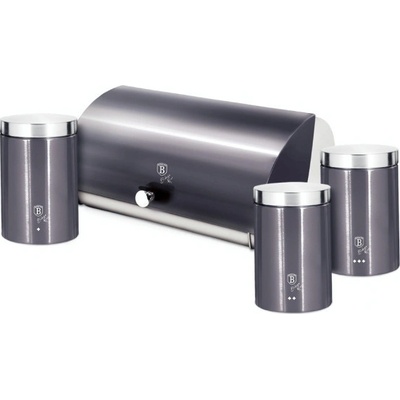 BERLINGERHAUS Chlebník a sada dóz na potraviny 4 ks Carbon PRO Line BH-6732