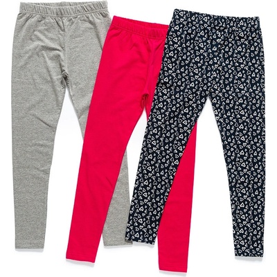 JOYCE Dívčí legíny s elastanem 3 set TRIPLETA Modrá růžová šedá Modrá