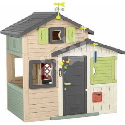 Smoby Domček Priateľov so zvončekom v natur hnedých farbách Friends Evo Playhouse Life rozšíriteľný
