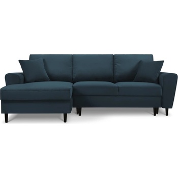 Cosmopolitan Design Тъмносин разтегателен ъглов диван с място за съхранение от рипсено кадифе (ляв ъгъл) Kyoto - Cosmopolitan Design (COS_LCF_72_F1_KYOTO5)