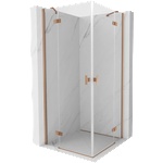 Mexen Mist-H Duo накланяща се душ кабина 70 x 70 см, прозрачна, четкана мед - 8A5-070L-070P-65-00 (8A5-070L-070P-65-00)