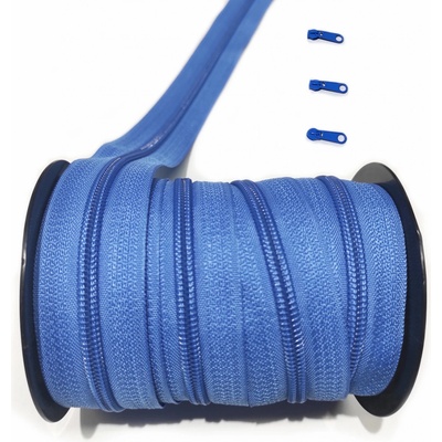 Zips špirálový, farba modrá 5 mm, metráž