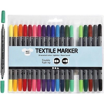 Fixy na textil se 2 hroty sada 20ks syté barvy