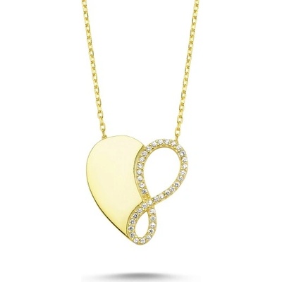 Olivie Strieborná retiazka zlaté srdce 4348