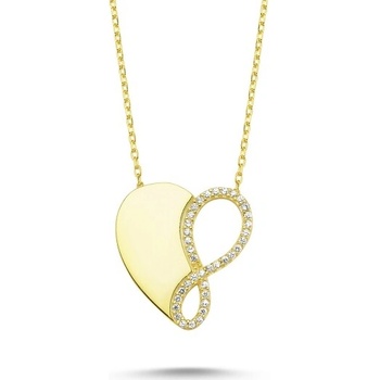 Olivie Strieborná retiazka zlaté srdce 4348