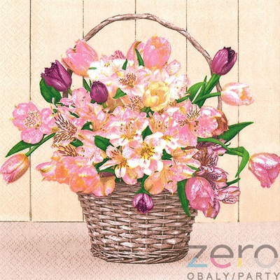 Maki Ubrousky 3N jarní kytice v košíku 33x33cm 20ks