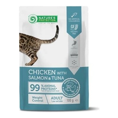 Natures Protection cat adult weight control chicken & salmon & tuna 22 x 100 g