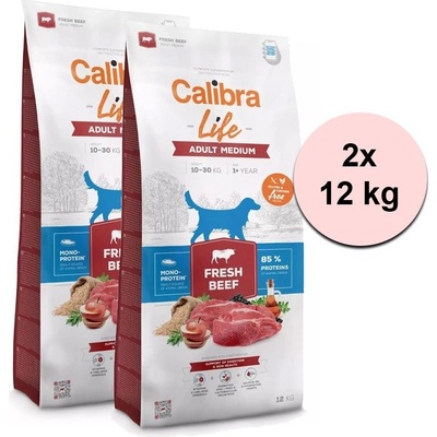 Calibra Dog Life Adult Medium Fresh Beef 2 x 12 kg