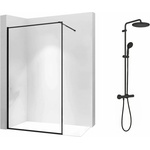 Grohe Комплект душ кабина Rea Bler-1 Walk-In, черен цвят 70x195 см и душ колона Grohe Vitalio Start, черен цвят (5902557337507+266772431)