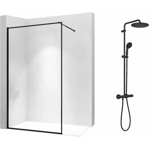 Grohe Комплект душ кабина Rea Bler-1 Walk-In, черен цвят 70x195 см и душ колона Grohe Vitalio Start, черен цвят (5902557337507+266772431)