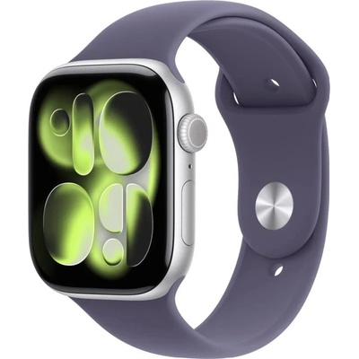 Apple Watch Series 11 (46mm) Strieborný hliník s hmlovo fialovým športovým remienkom M/L MEVA4MP/A