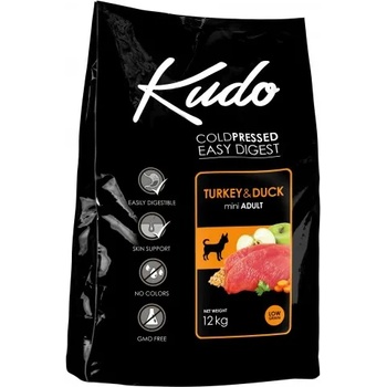 Kudo Kudo Low Grain Turkey Duck Mini Adult, студено пресована храна за пораснали кучета от мини породи, над 12 месеца, с пуешко и патешко месо, БЕЗ ГЛУТЕН - 3 кг - Сърбия