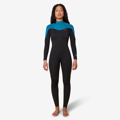 DECATHLON 500 4/3 mm zips na chrbte čierno-zelený Dámsky