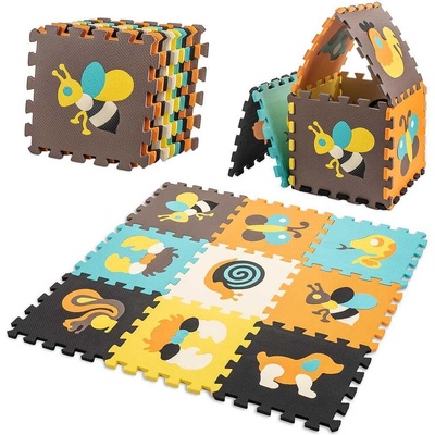 KIK Подложка за пъзел от пяна за деца 9 ел. цветни животни 85cm x 85cm x 1cm (KX5208)